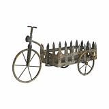 Bicycle Picket Fence Cart Planter - Distressed Galvanised