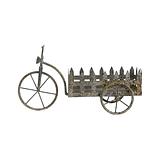 Bicycle Picket Fence Cart Planter - Distressed Galvanised