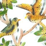 Laser-Cut Colourful Birds on Branches Wallart 45x0.6x90cm